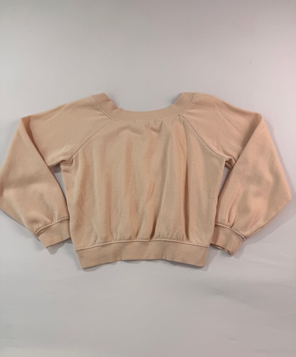 Hippie Rose Small Peachy Pink Cropped Sweatshirt Ribbed Scoop Neck Cotton Blend - Picture 6 of 6